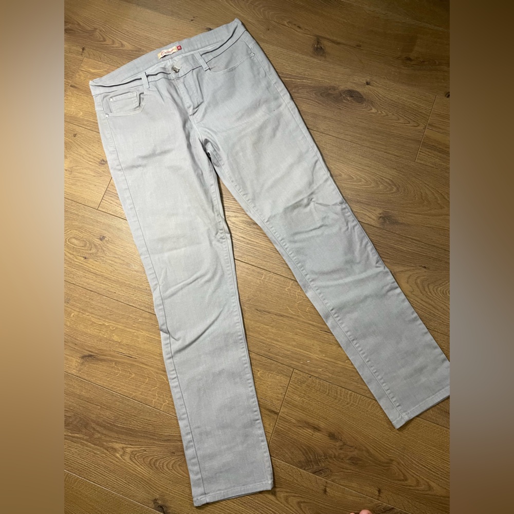 Eunina Jeans Light Grey Straight Leg Slim Fit Denim Pants XL 34” Waist